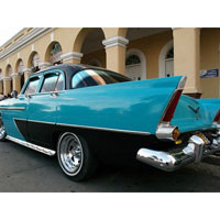 Blue and Black Cadillac